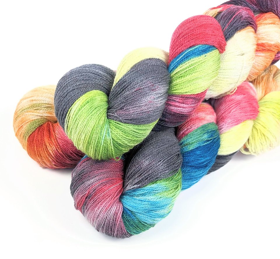 Hand Dyed / Painted Yarn | Lace Weight | Merino / Silk | Blast Off