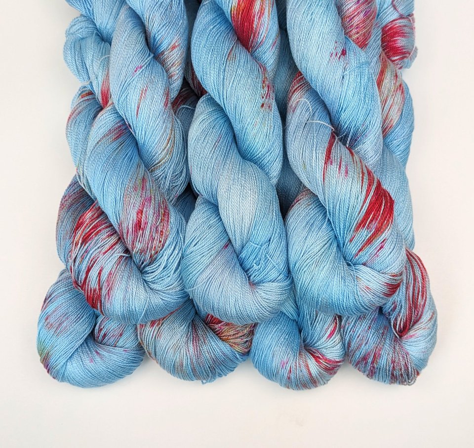 Hand Dyed. Hand Painted Yarn - Tencel - Lace Weight Yarn - Under The Sea