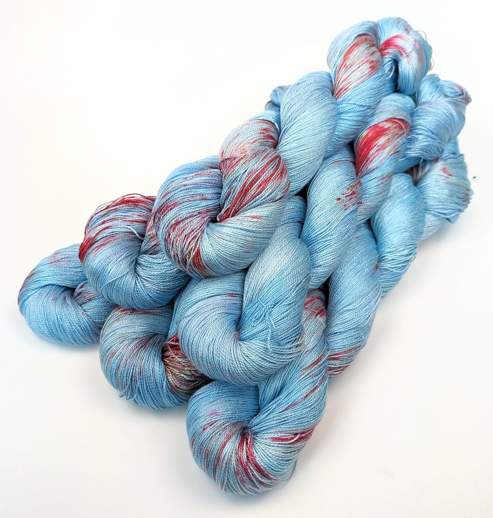 Hand Dyed. Hand Painted Yarn - Tencel - Lace Weight Yarn - Under The Sea