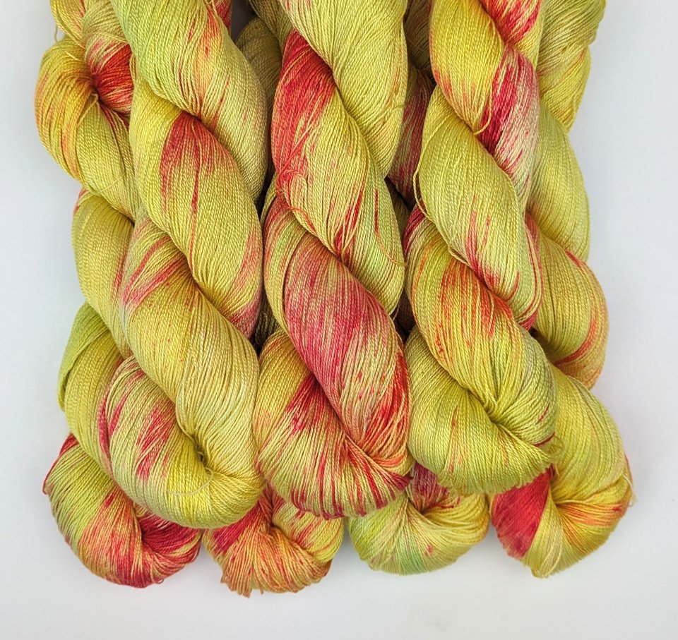 Hand Dyed. Hand Painted Yarn - Tencel - Lace Weight Yarn - You Are My Sunshine
