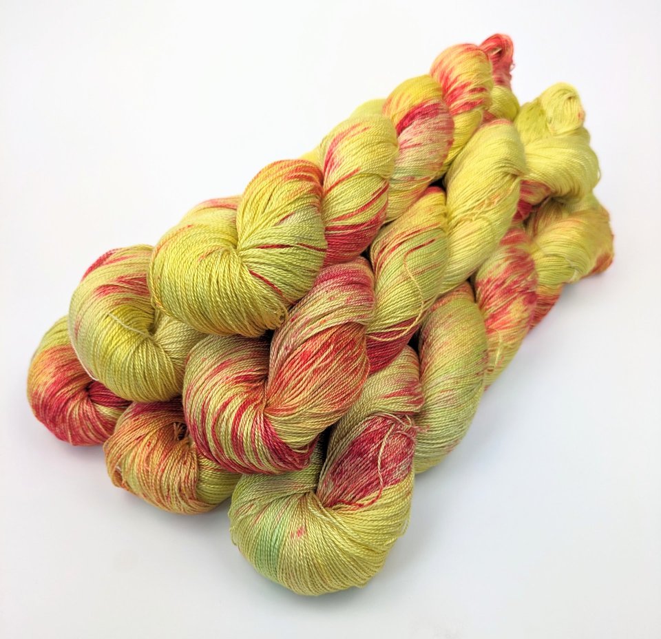 Hand Dyed. Hand Painted Yarn - Tencel - Lace Weight Yarn - You Are My Sunshine