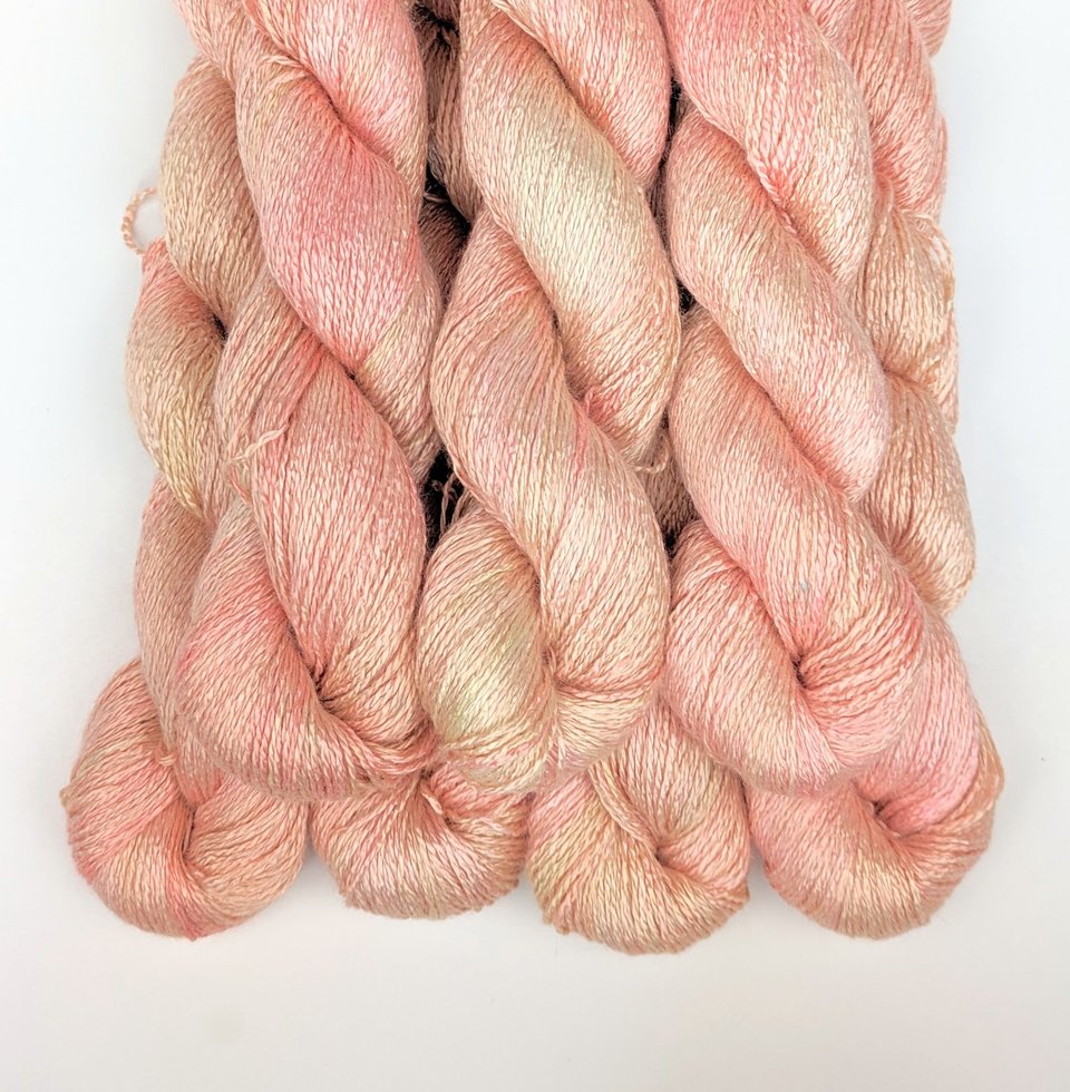 Hand Dyed. Hand Painted Yarn - Bamboo - Fingering Weight Yarn - Peachy Keen