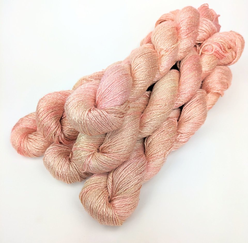 Hand Dyed. Hand Painted Yarn - Bamboo - Fingering Weight Yarn - Peachy Keen
