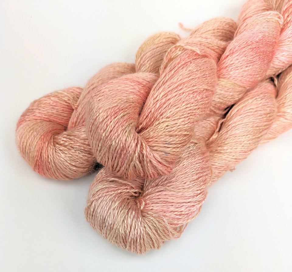 Hand Dyed. Hand Painted Yarn - Bamboo - Fingering Weight Yarn - Peachy Keen