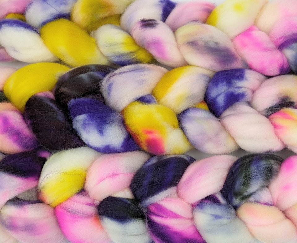 Hand Painted Top / Roving | Superwash 18.5 Micron Merino | Popple