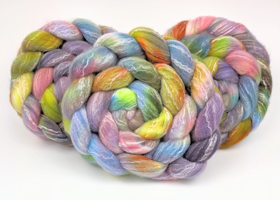 Hand Painted Top / Roving | Polwarth / Bamboo / Nylon | Prism