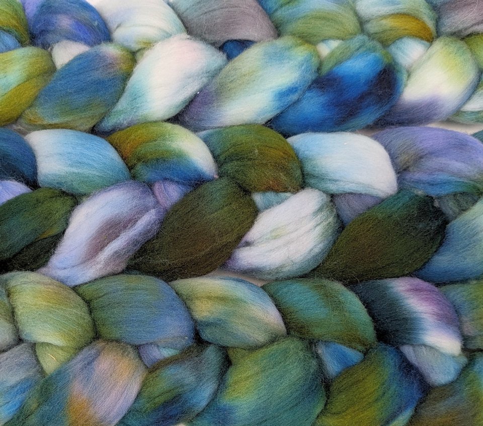 Hand Painted Top / Roving | Rambouillet | Riverbank 
