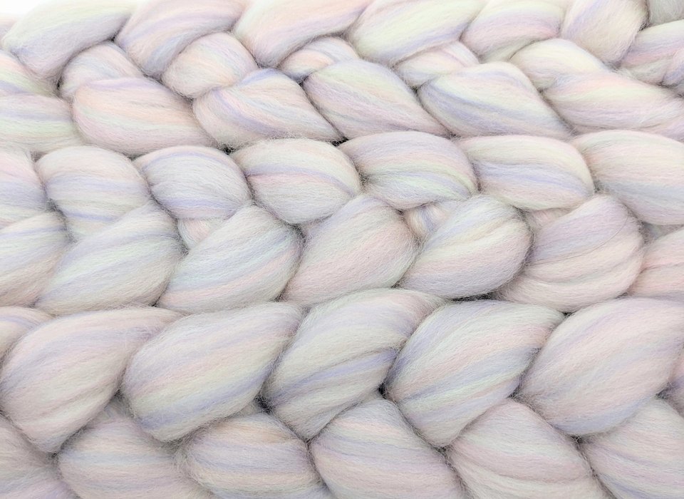 Merino Roving - Combed Top - Spinning Fiber - Custom Blended - Marshmallow Fluff