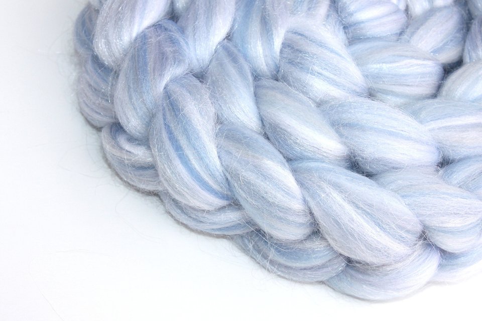 Merino / Firestar Roving - Combed Top - Commercially Blended - Spinning Fiber - Silver Lining