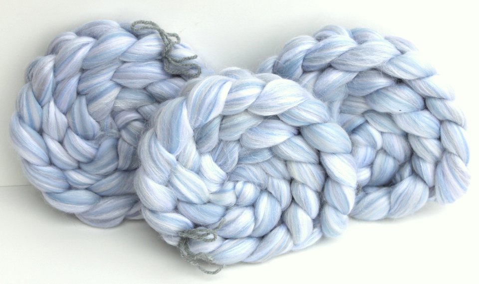 Merino / Firestar Roving - Combed Top - Commercially Blended - Spinning Fiber - Silver Lining