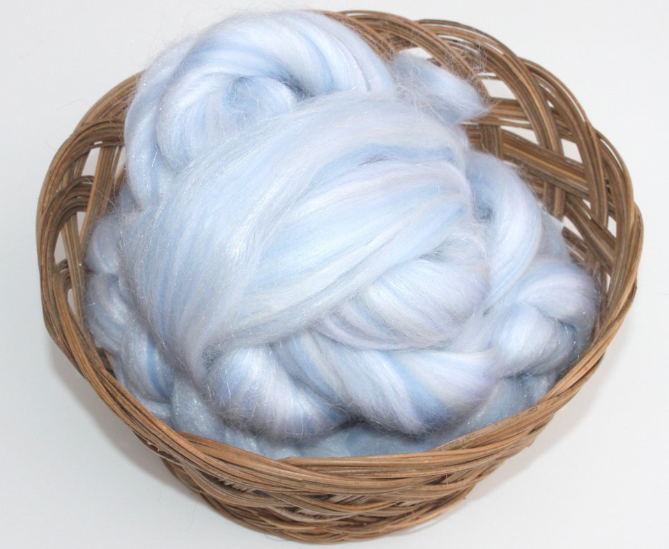 Merino / Firestar Roving - Combed Top - Commercially Blended - Spinning Fiber - Silver Lining