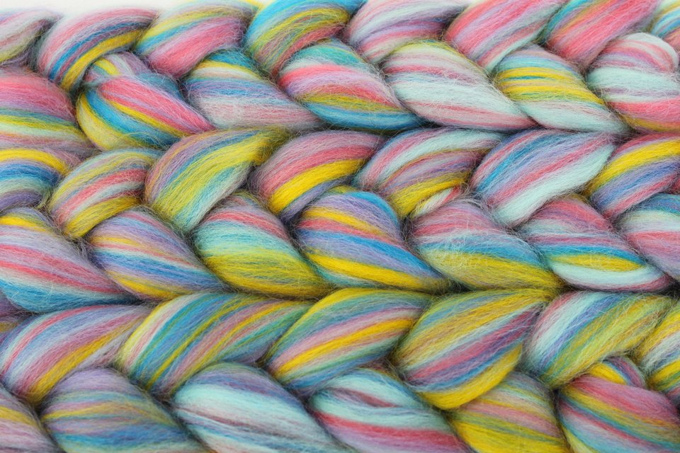 Blended Roving, Combed Top - Corriedale - Pinata