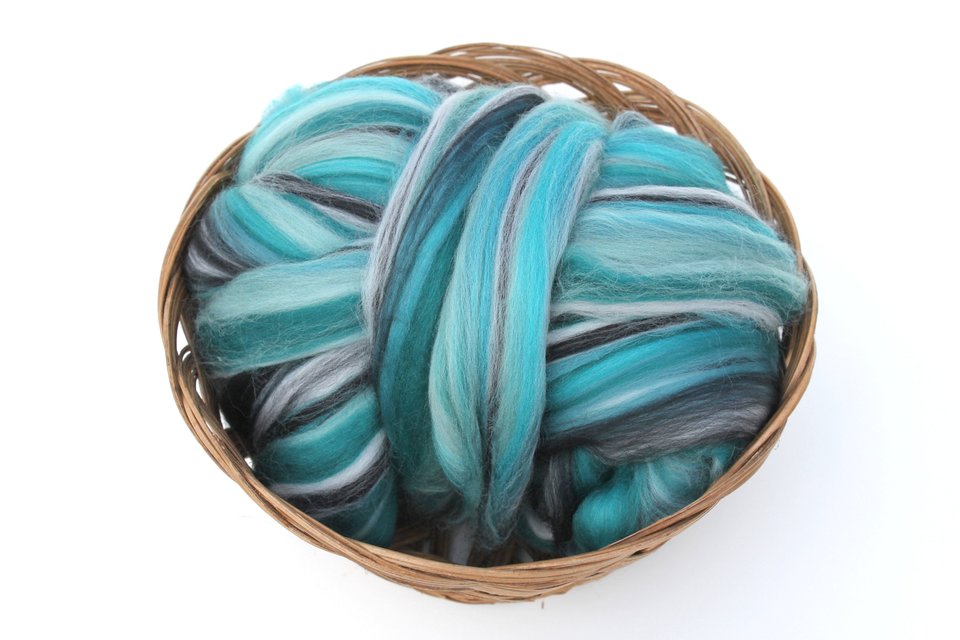 Merino Roving - Combed Top - Spinning Fiber - Custom Blended - Neptune Rising