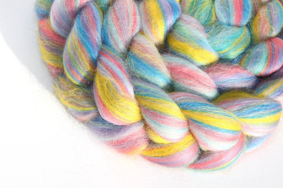 Blended Roving, Combed Top - Corriedale - Pinata