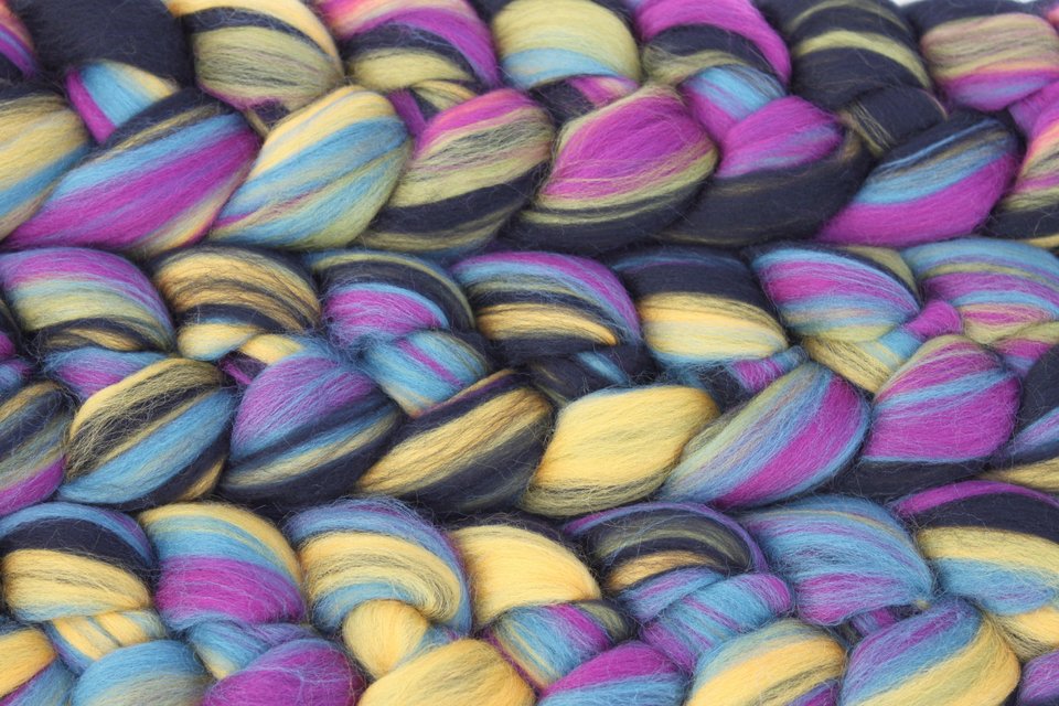 Merino Roving - Combed Top - Spinning Fiber - Custom Blended - Dark Side of the Moon