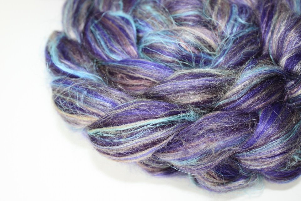 Blended Roving / Top | Merino / Flax / Muga Silk / Tussah Silk | Galaxy