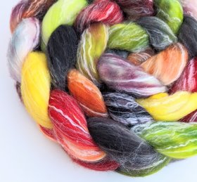 Hand Painted Top / Roving | SW Merino / Bamboo / Nylon | Bang!