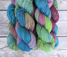 Hand Dyed. Hand Painted Yarn - BFL / Silk / Stellina - Carosel