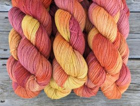 Hand Dyed. Hand Painted Yarn - BFL / Silk / Stellina - Tangerine Dream